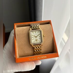 Tory Burch Robinson Gold Tone Crystal Bezel Cream Dial Womens Watch